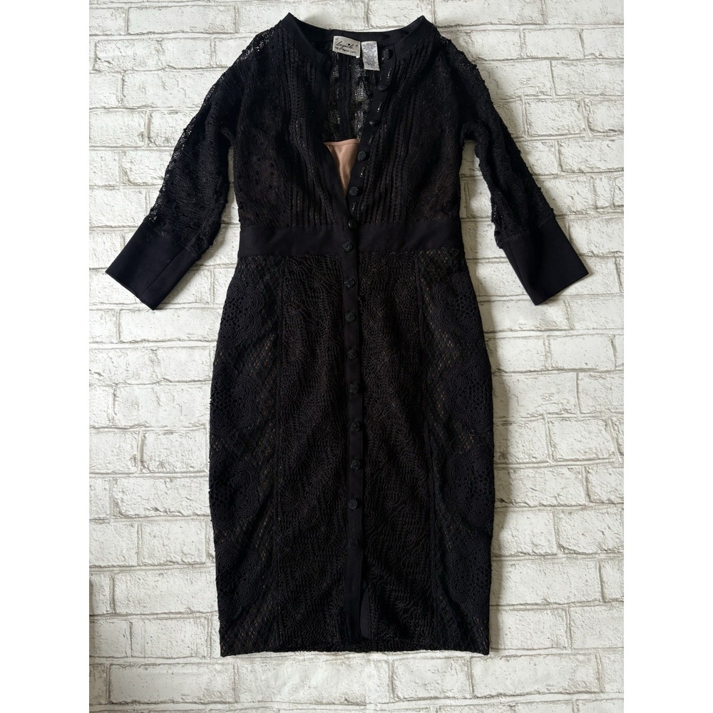 Beguile Byron Lars Anthropologie Mona Knit Dress Long Sleeve Black sz 4 - Picture 5 of 15